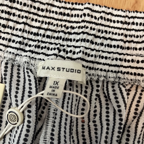 NWT Max Studio Light Weight Pull On Stretch Waist Black and White Shorts Size 1X - Picture 5 of 6